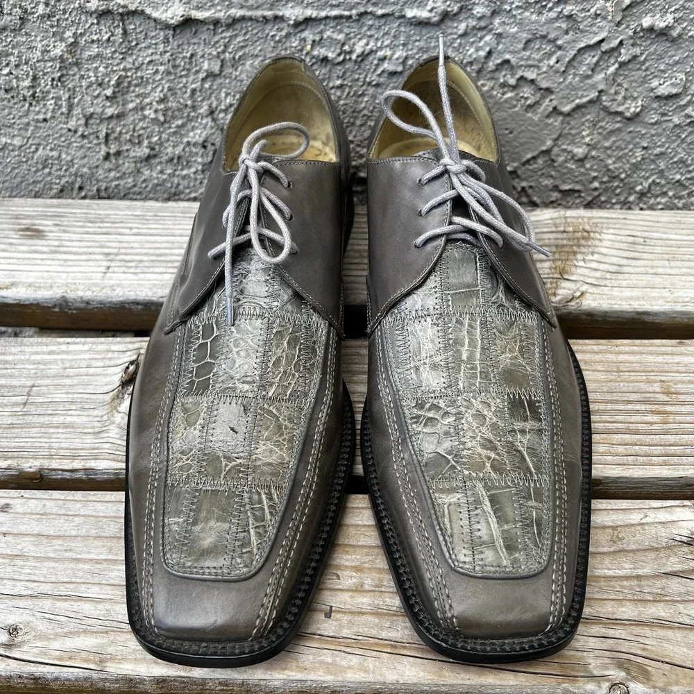 Steve Harvey Shoes Men Size 11 Crocodile Lace Up Dress Shoes Genuine Leather